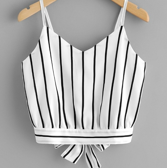 Tops - Striped Tie Back Crop Top